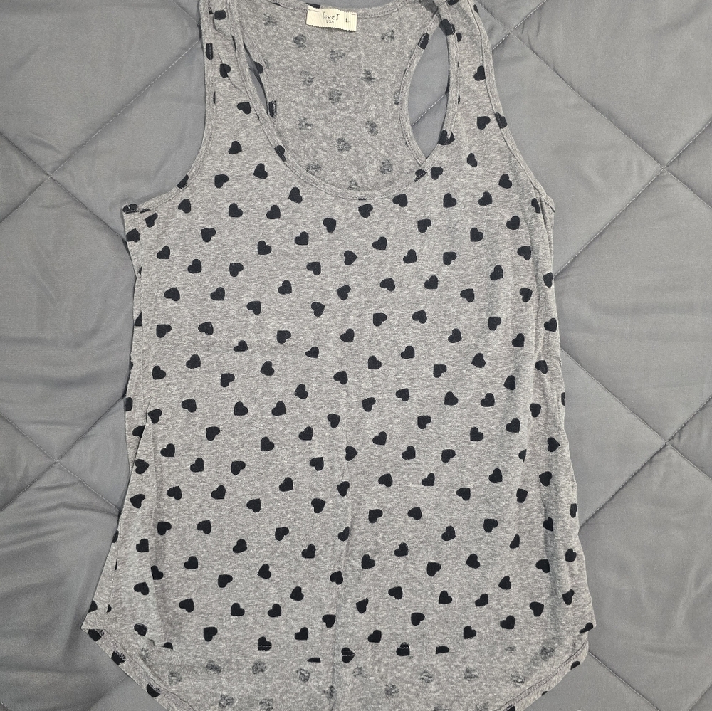 Love J Gray Tank Top with Black Heart Design